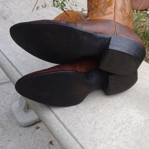 Nocona Mens Boots Lizard Skin Brown Leather Cowboy Western Size 9D - Picture 8 of 12